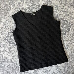 Stripe by Rayure Paris Sleeveless Black Ottoman Stripe Stretch Top Size 5